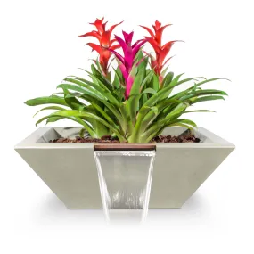 24" Square Maya Planter & Water Bowl - GFRC Concrete - Ash -