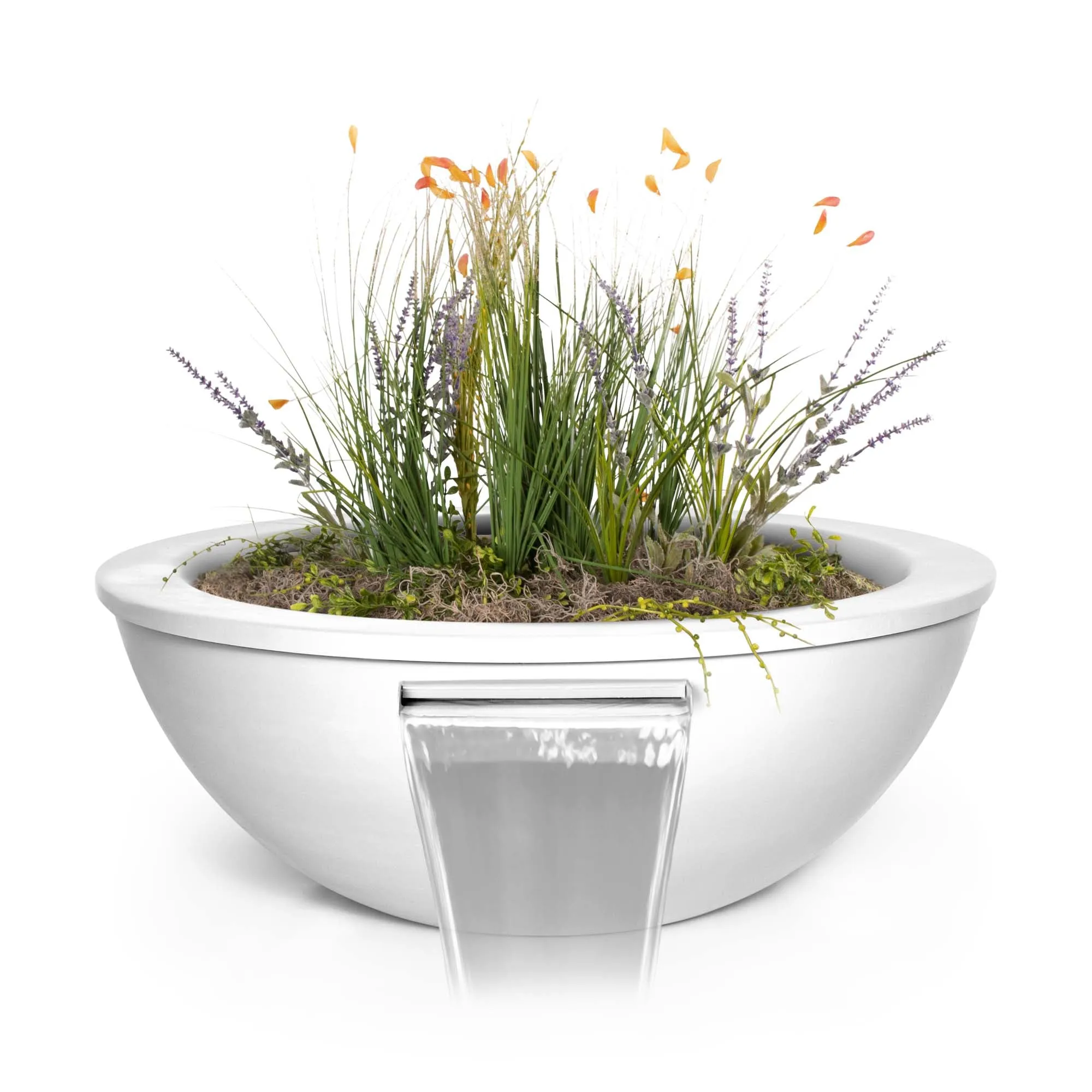 27" Round Sedona Planter & Water Bowl - Powder Coated Metal - Black -
