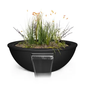 27" Round Sedona Planter & Water Bowl - Powder Coated Metal - Black -