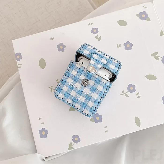 Baby Blue Plaid AirPods Case