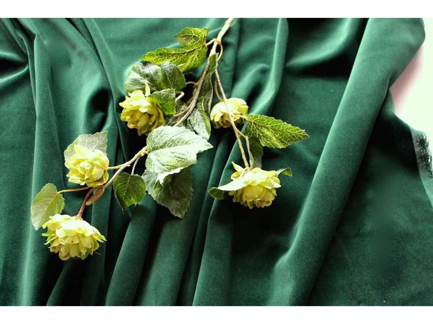 BOTTLE GREEN - Cotton Dressmaking Velvet / Velveteen Fabric - Lightweight
