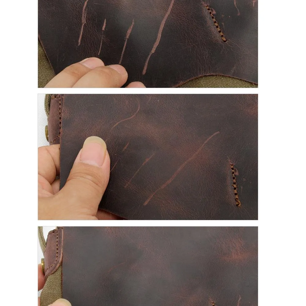 Brown Leather Crossbody Bags for Men Sling Backpack