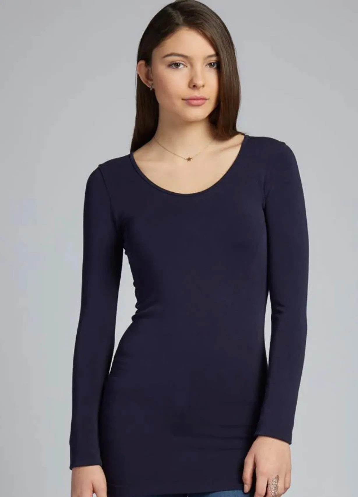 C'EST MOI BAMBOO LS SCOOP NECK TOP