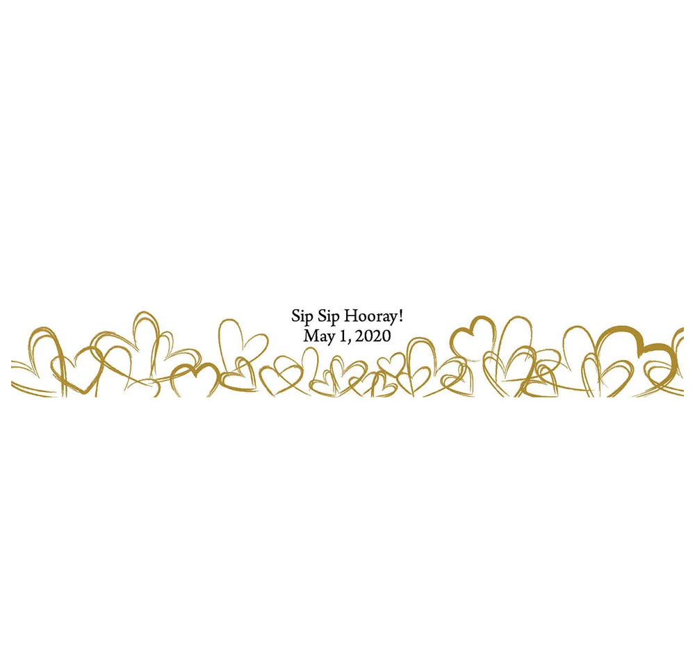 Contemporary Hearts Wedding Water Bottle Labels