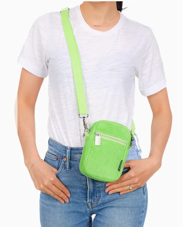 Crossbody Mini Brick Bag - Green Corduroy