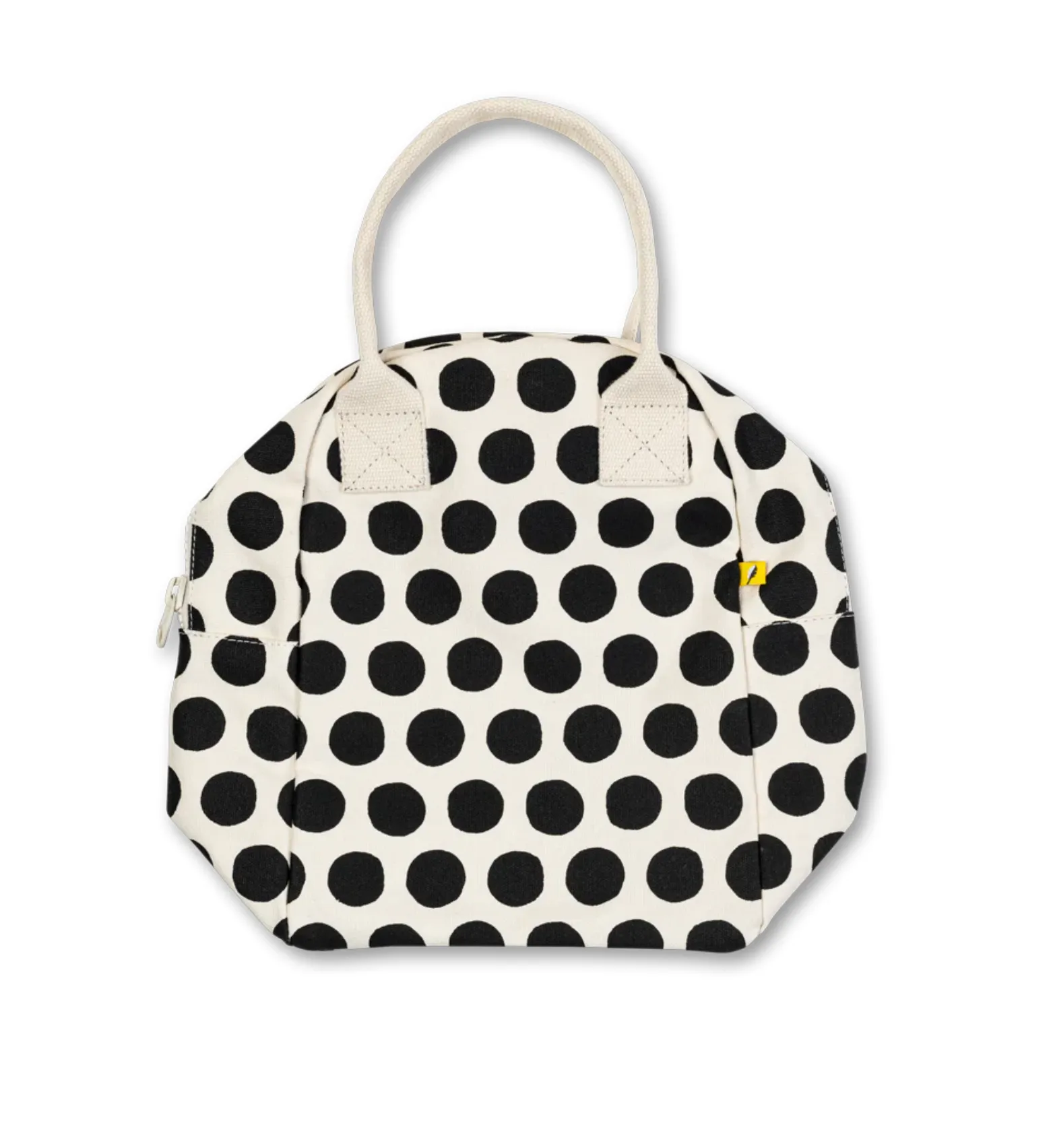 Fluf Zipper Lunch Bag - Black Polka Dot