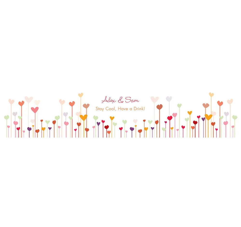 Hearts Wedding Water Bottle Labels