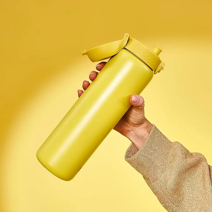 Ion8 1 Litre Stainless Steel Water Bottle, Leak Proof, Secure Lock, Carry Handle, Easy Clean, Durable, Metal Water Bottle, 1200 ml/40 oz, Yellow