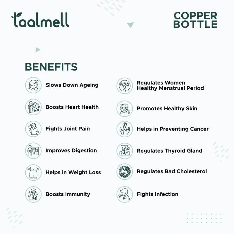 Itching Copper Bottle 1 Ltr | Copper Purity Guarantee Certificate | Free Cotton Bag