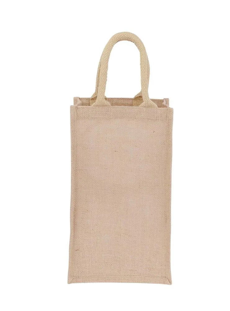 Jute Wine Bag - 2 Bottle - Plain Bag