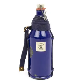 Original Dutch WWII Military Blue Enamel Water Bottle with Carry Strap