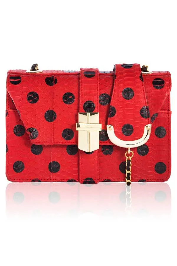 POLKA DOT SATCHEL IN BRIGHT RED