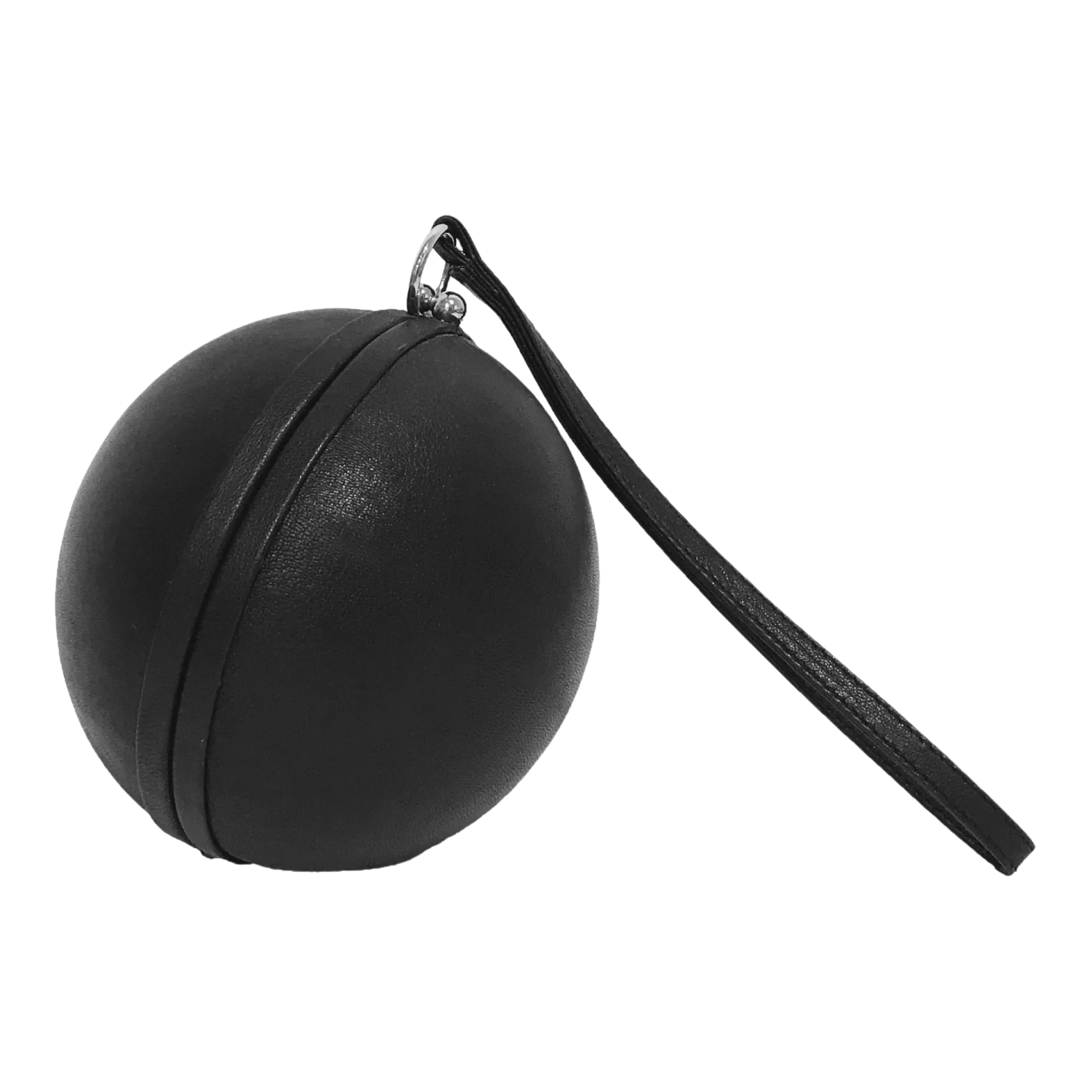 ROUND BALL BLACK LEATHER BAG