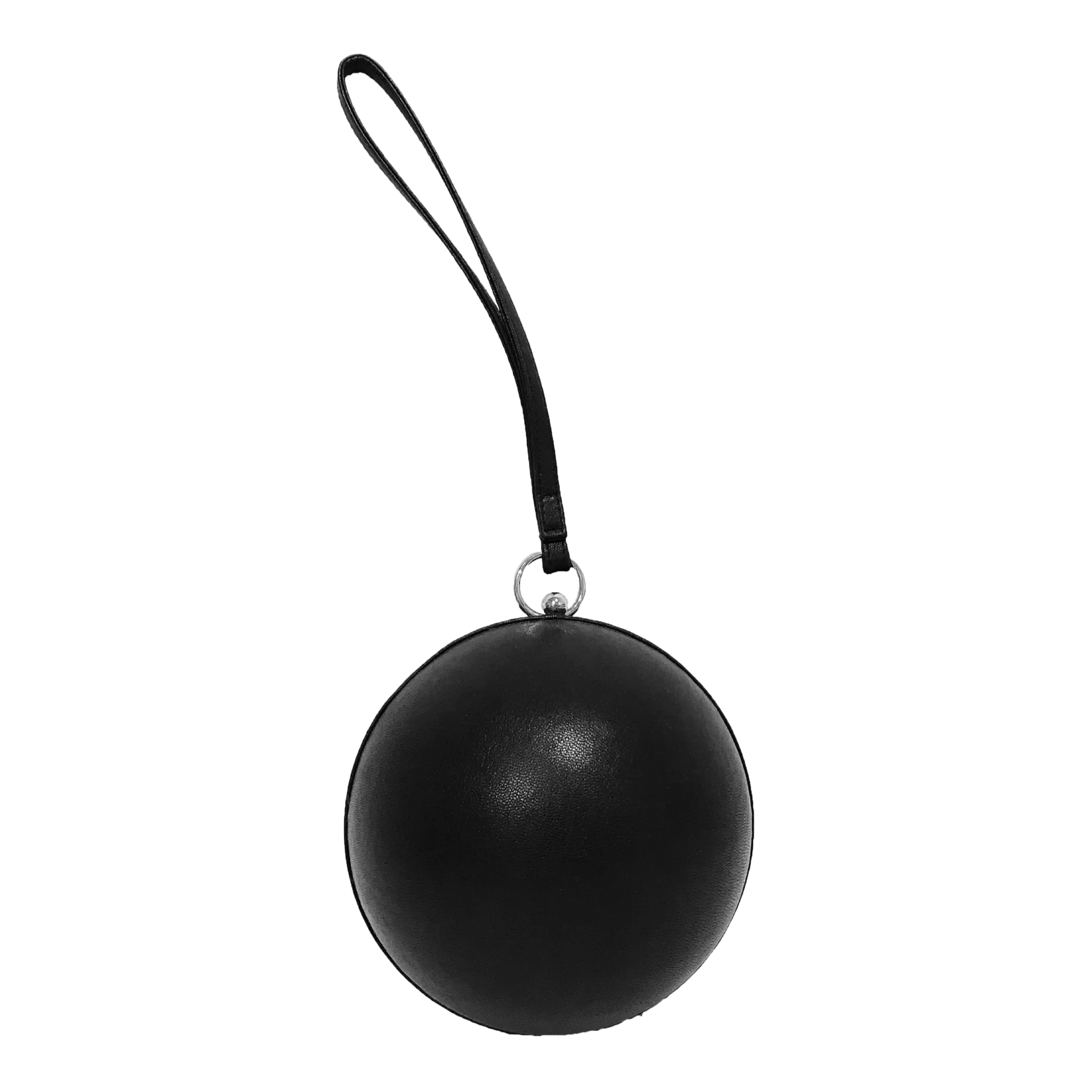 ROUND BALL BLACK LEATHER BAG