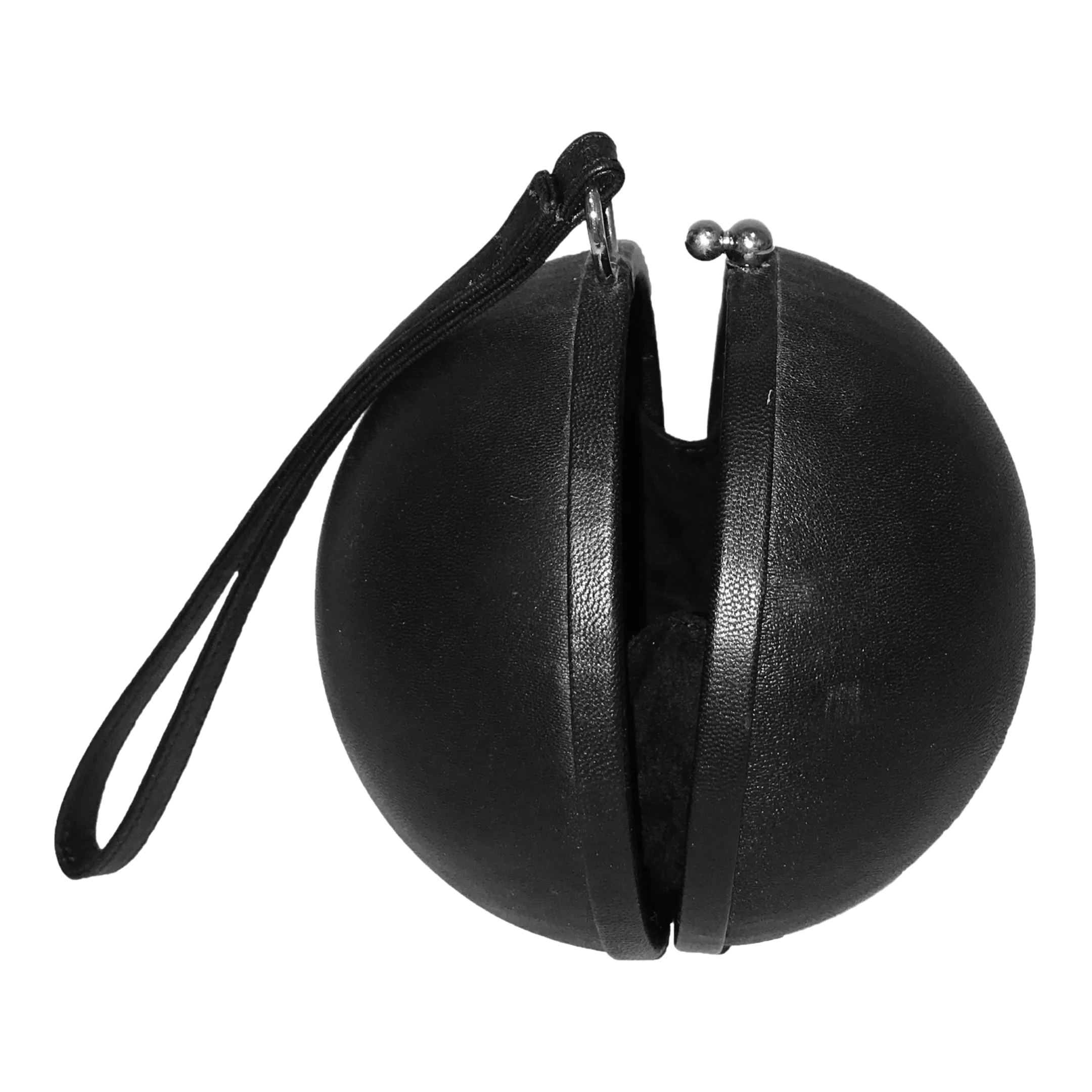ROUND BALL BLACK LEATHER BAG