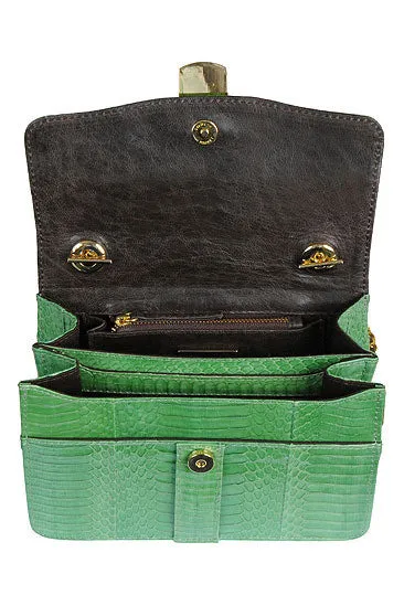 SAMAYA MINI BOX BAG IN BRIGHT GREEN COBRA SNAKESKIN