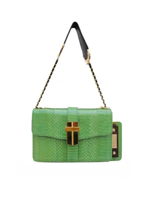 SAMAYA MINI BOX BAG IN BRIGHT GREEN COBRA SNAKESKIN