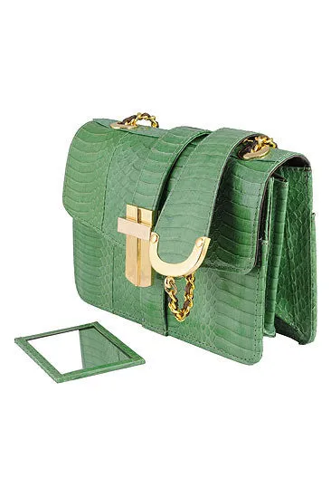 SAMAYA MINI BOX BAG IN BRIGHT GREEN COBRA SNAKESKIN