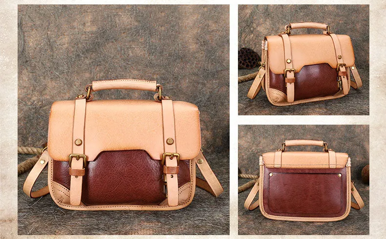 Small Womens Genuine Leather Shoulder Satchel Bag Handbags for Women