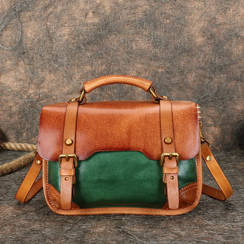 Small Womens Genuine Leather Shoulder Satchel Bag Handbags for Women