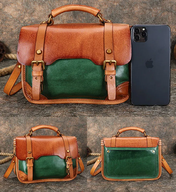 Small Womens Genuine Leather Shoulder Satchel Bag Handbags for Women