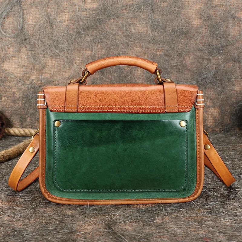Small Womens Genuine Leather Shoulder Satchel Bag Handbags for Women