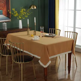 Solid Color Tassel Tablecloth Banquet Table Cloth Washed Cotton Durable Shooting Beautifying Decorative Tablecloth
