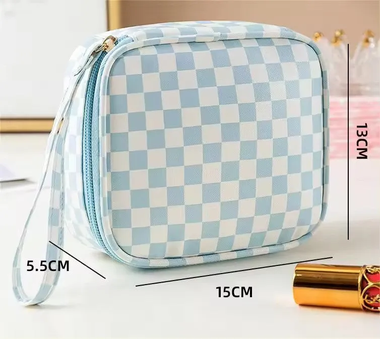Square Checkered Cosmetics Bag