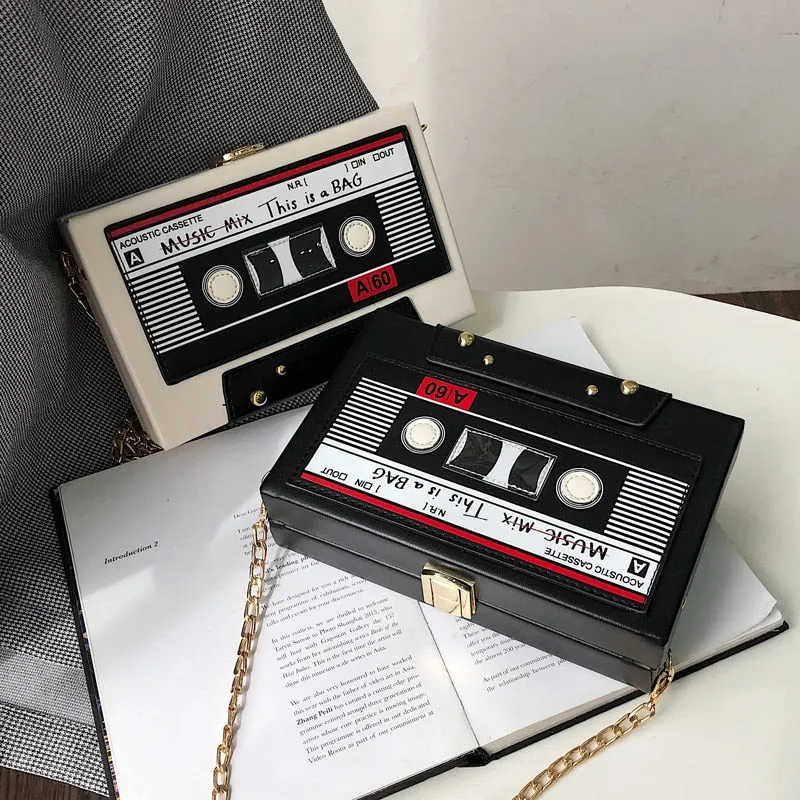 Tape Design Box Style Ladies Casual Clutch Chain handbag for Women.