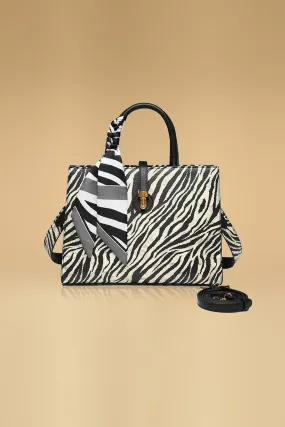 Trendy Zebra Print Purse With Elegant Bow Accent