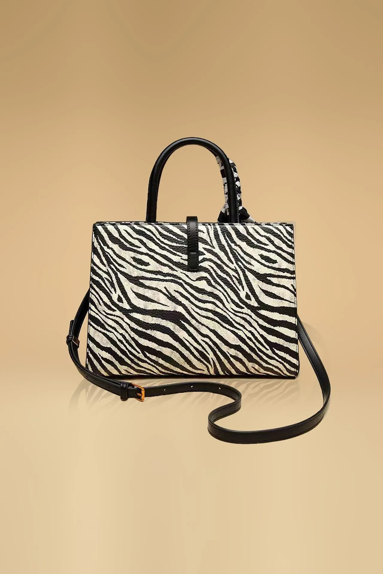 Trendy Zebra Print Purse With Elegant Bow Accent