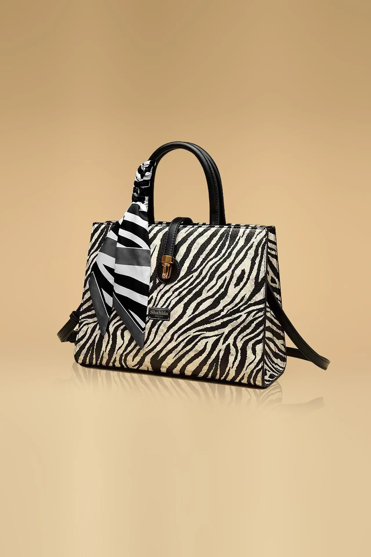 Trendy Zebra Print Purse With Elegant Bow Accent