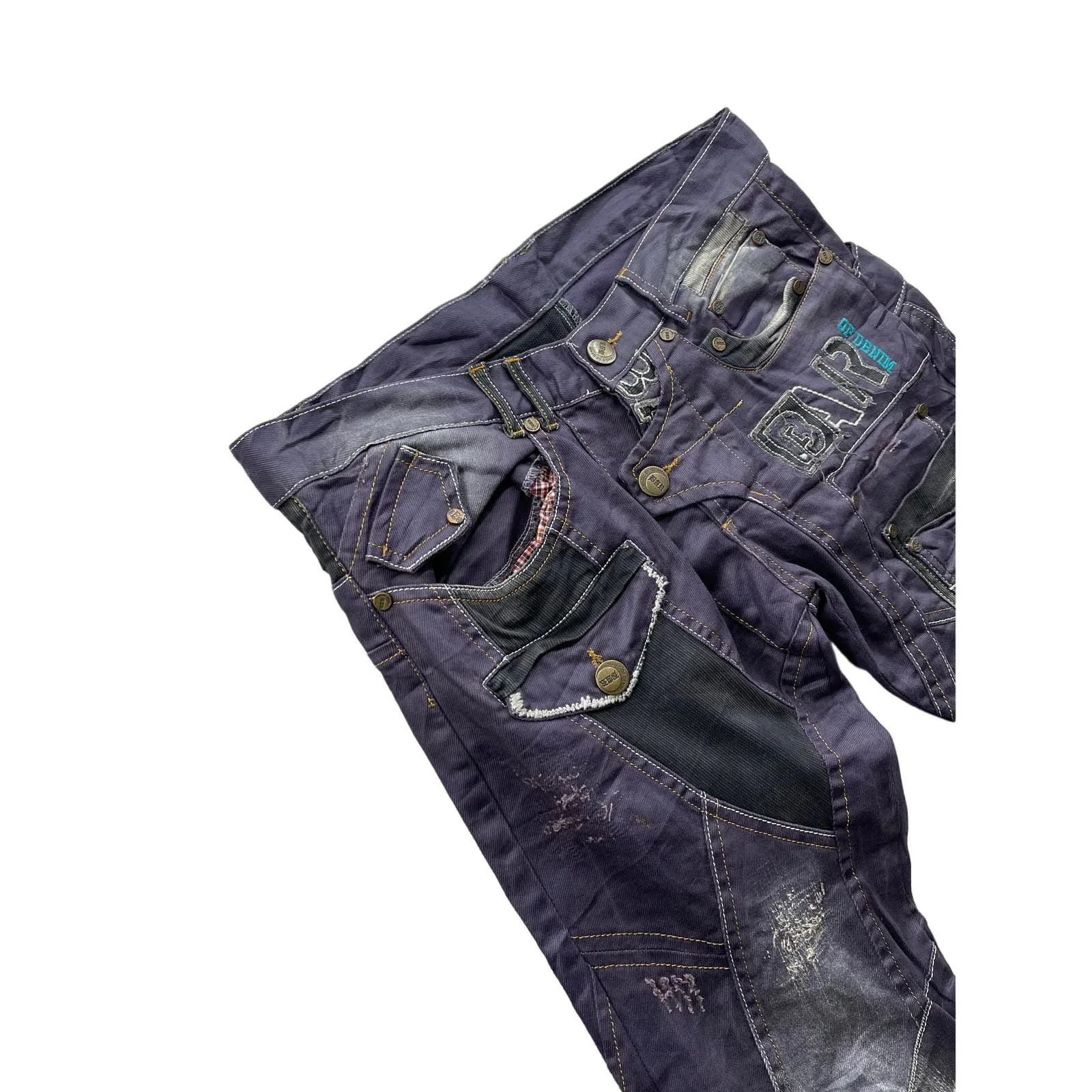 Vintage Bar Magic of Denim Men's Distressed Embroidered Denim Jeans